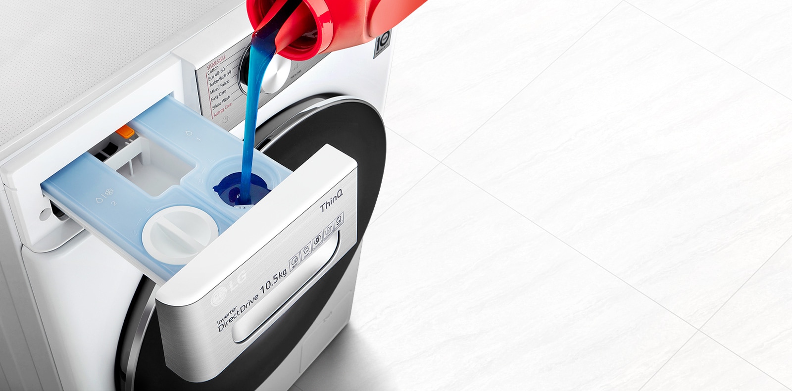 Deterdžent se sipa u posudu za deterdžent mašine za pranje veša.